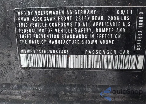 2012 Volkswagen Gti 4-Door z USA, uszkodzony, nr VIN WVWHV7AJ9CW087466